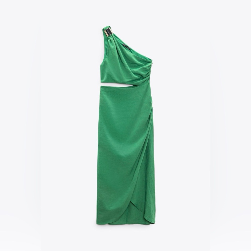 Zara One-Shoulder Green Dress